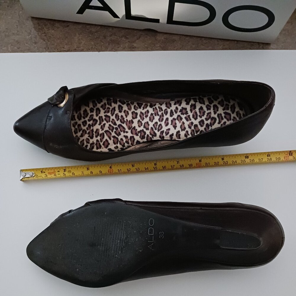 ALDO Rochlin-22 Low Wedge Heel Leather Dress Formal Shoes Brown Size 7/38 B - Picture 10 of 15